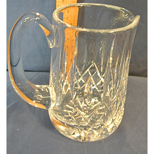 198 - Waterford Crystal cut glass ewer with diamond decoration and shaped handle