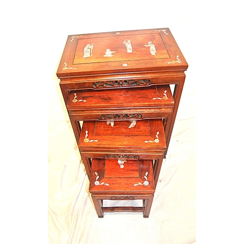 201 - Quartetto nest of 4 graduated Oriental tables with Mother of Pearl foliate and figured inlay