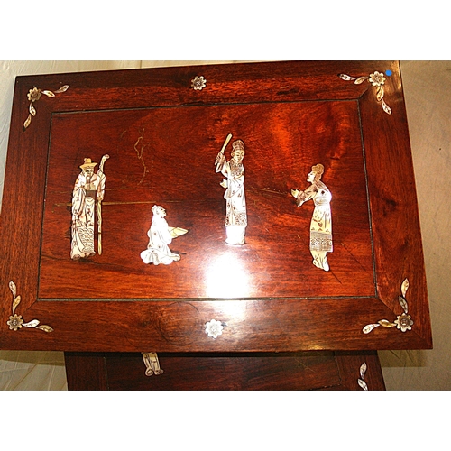 201 - Quartetto nest of 4 graduated Oriental tables with Mother of Pearl foliate and figured inlay