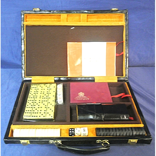 203 - Backgammon set in leather carrying case ( 1 draft missing)