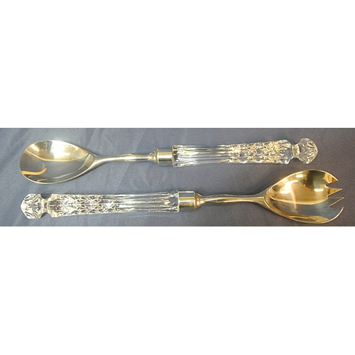 214 - Pair of Waterford Crystal handles silver plated salad servers