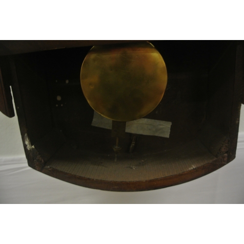 217 - Edwardian mahogany cased regulator wall clock with round brass framed dial and pendulum