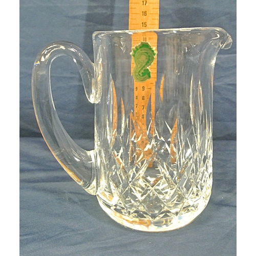 224 - Waterford Crystal cut glass ewer with diamond decoration and shaped handle