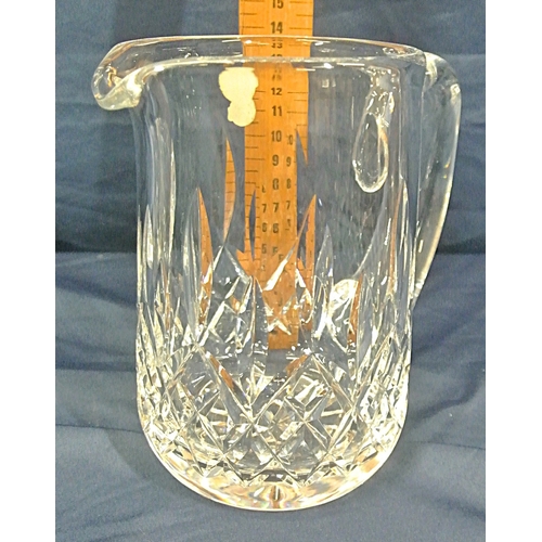 224 - Waterford Crystal cut glass ewer with diamond decoration and shaped handle