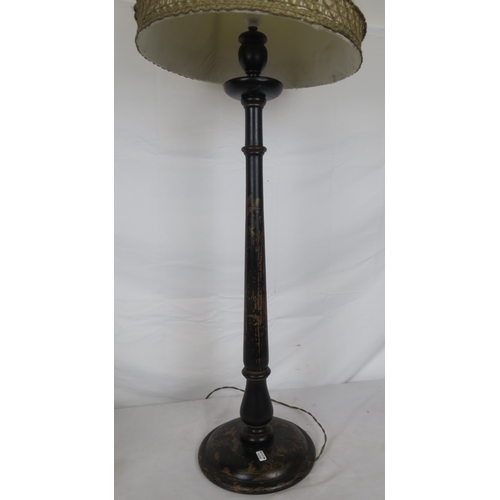 229 - Chinoiserie electric lamp with turned column and round base