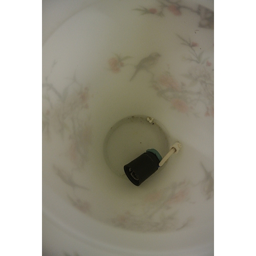 232 - Oriental style baluster shaped glass jar with bird & foliate decoration, converted to lamp