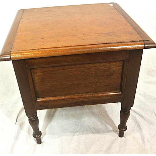 77 - Victorian mahogany commode with lid and turned legs