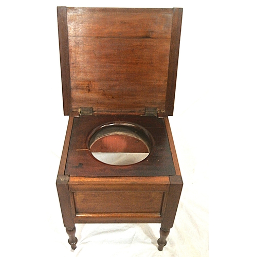 77 - Victorian mahogany commode with lid and turned legs
