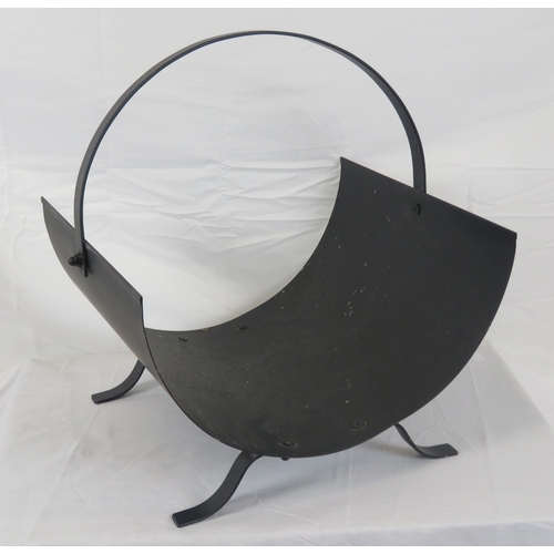88 - Art Deco style wrought iron coal hod with shaped handle