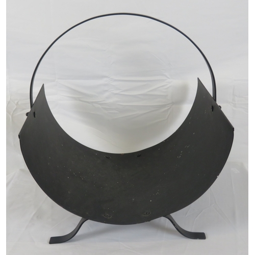 88 - Art Deco style wrought iron coal hod with shaped handle