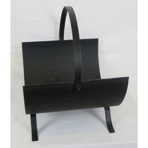 88 - Art Deco style wrought iron coal hod with shaped handle