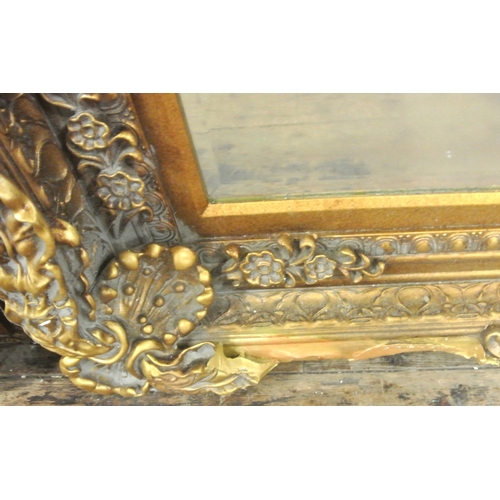 90 - Pair of Regency style gilt framed bevelled glass mirrors with ornate foliate, scroll and beaded deco... 