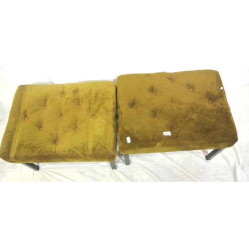 97 - Pair of upholstered stools with buttoned tops