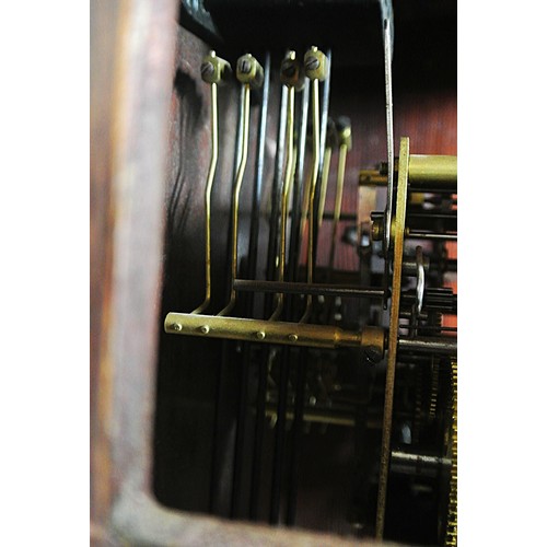 227 - Edwardian style mahogany cased wall clock with brass framed dial and pendulum