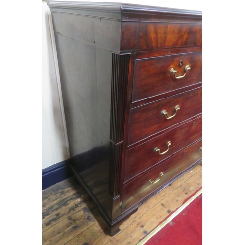 315 - Edwardian inlaid and crossbanded mahogany chest of 2 short & 3 long drawers with brass drop handles,... 
