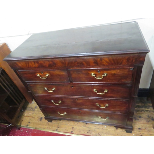 315 - Edwardian inlaid and crossbanded mahogany chest of 2 short & 3 long drawers with brass drop handles,... 