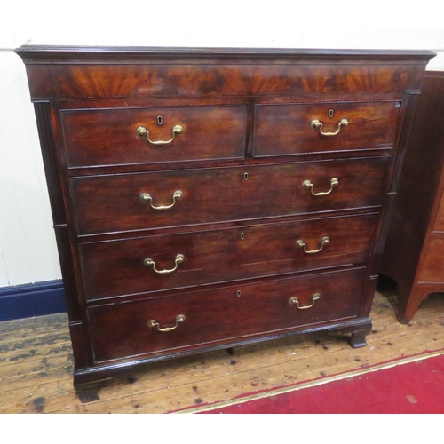 315 - Edwardian inlaid and crossbanded mahogany chest of 2 short & 3 long drawers with brass drop handles,... 