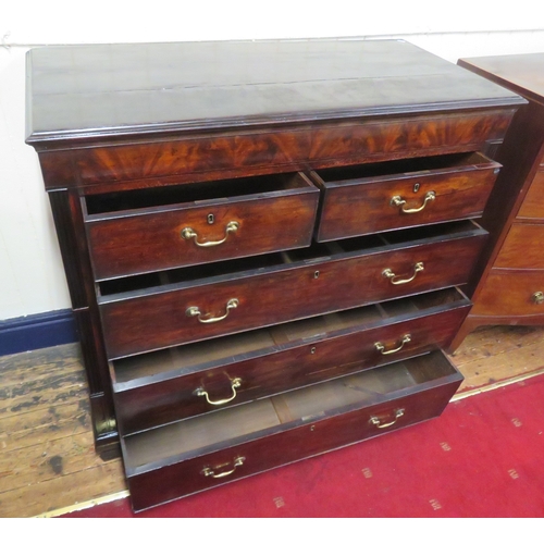 315 - Edwardian inlaid and crossbanded mahogany chest of 2 short & 3 long drawers with brass drop handles,... 