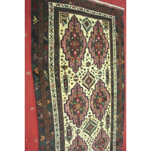 341 - Full pile fine hand woven Afghan Beluchi nomadic rug 200 x 110 cm