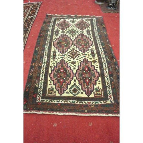341 - Full pile fine hand woven Afghan Beluchi nomadic rug 200 x 110 cm