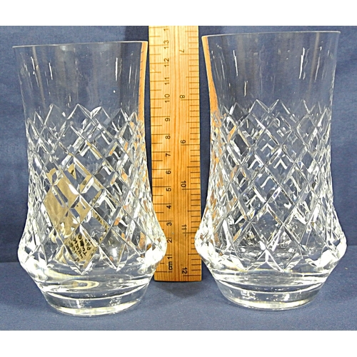 304 - Pair of Waterford Crystal cut glass 'Alana' pattern whiskey tumblers with hobnail decoration