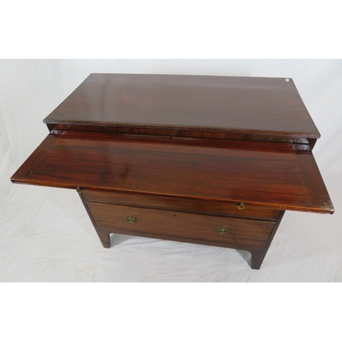 305 - Edwardian mahogany bachelors chest with pull-out slide, 3 graduated drawers with drop handles, on br... 
