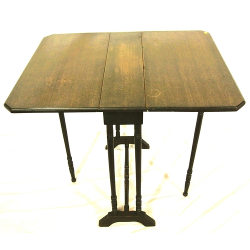 309 - Edwardian mahogany pembroke table with drop leaves, gateleg support, turned columns & stretcher with... 
