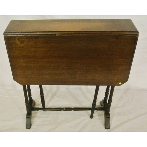 309 - Edwardian mahogany pembroke table with drop leaves, gateleg support, turned columns & stretcher with... 