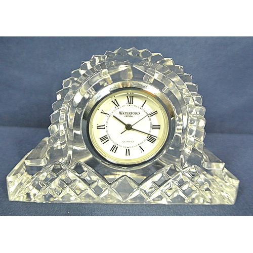313 - Waterford Crystal cut glass domed desk clock with serrated cut