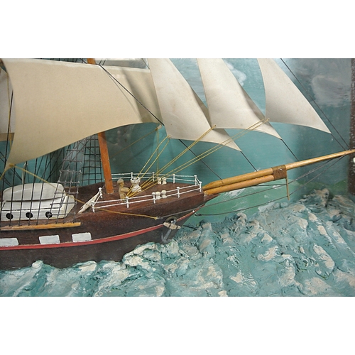 317 - Ornate timber model of a 3 masted barque in display case