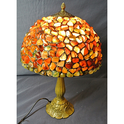 324 - Art nouveau style electric lamp with domed pebbled shade, shaped column & base