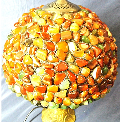 324 - Art nouveau style electric lamp with domed pebbled shade, shaped column & base