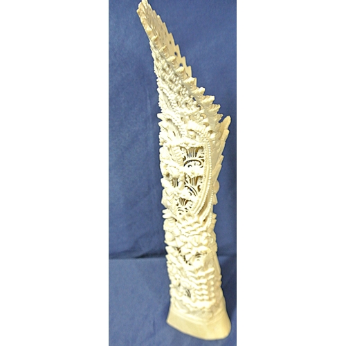 330 - Oriental carved Bali totem with figure of a deity and serpent