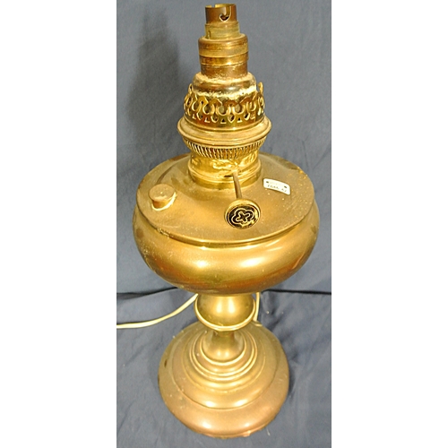 342 - Victorian style brass & copper electric lamp with round base