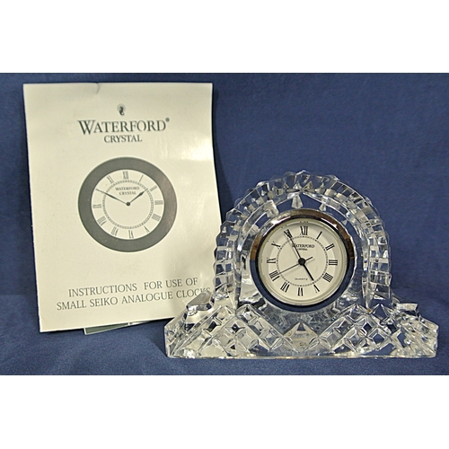 349 - Waterford Crystal domed desk clock with faceted decoration
