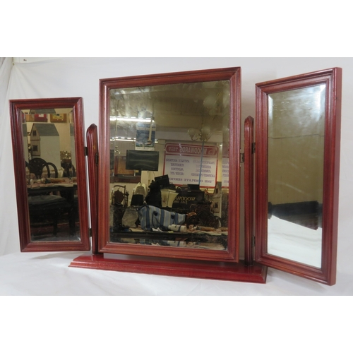 354 - Edwardian design triple bevelled dressing table mirror, on base