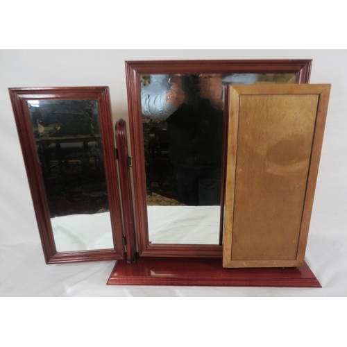 354 - Edwardian design triple bevelled dressing table mirror, on base