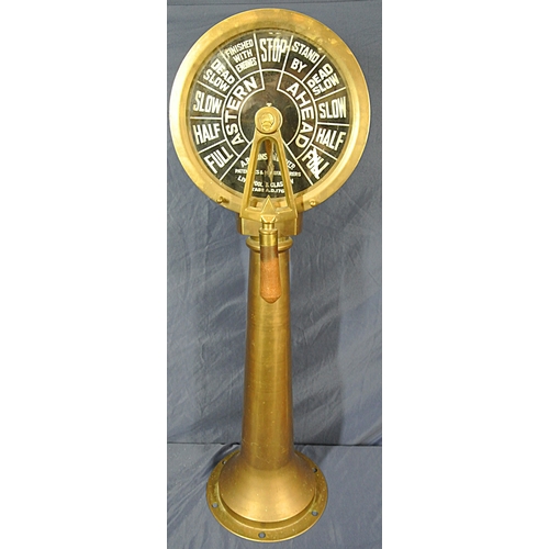 355 - Mariners replica brass ships telegraph with round dials & base