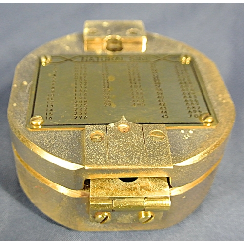 357 - Ornate Mariners brass handheld folding compass