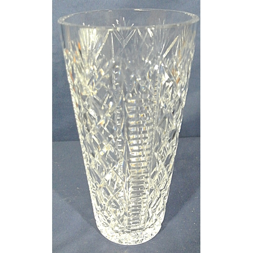 358 - Waterford Crystal cut glass flower vase of round tapering form, with hobnail decoration