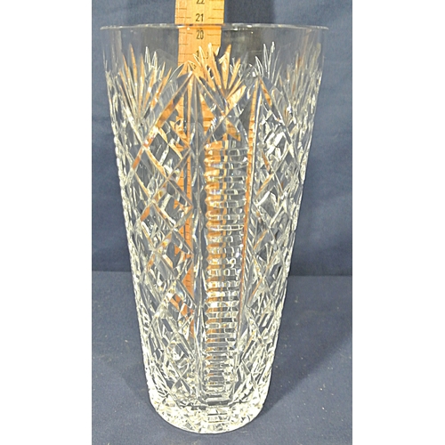 358 - Waterford Crystal cut glass flower vase of round tapering form, with hobnail decoration