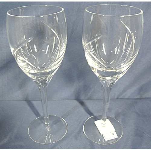 359 - Pair of Waterford Crystal cut glass 'Siren' pattern wine glasses with round bases