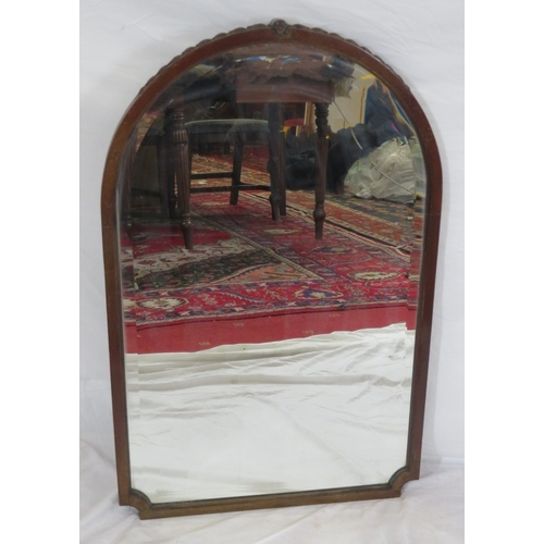 360 - Edwardian design mahogany framed domed bevelled glass wall mirror