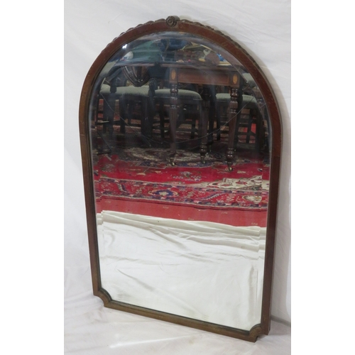 360 - Edwardian design mahogany framed domed bevelled glass wall mirror