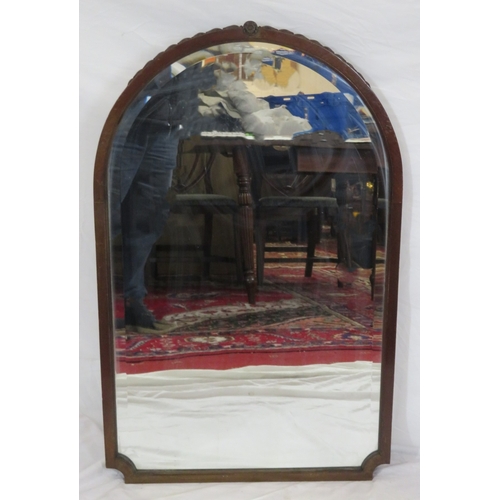 360 - Edwardian design mahogany framed domed bevelled glass wall mirror