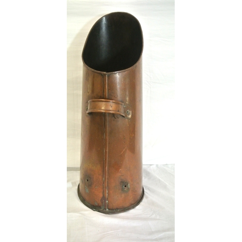 361 - Georgian style copper coal hod of round tapering form