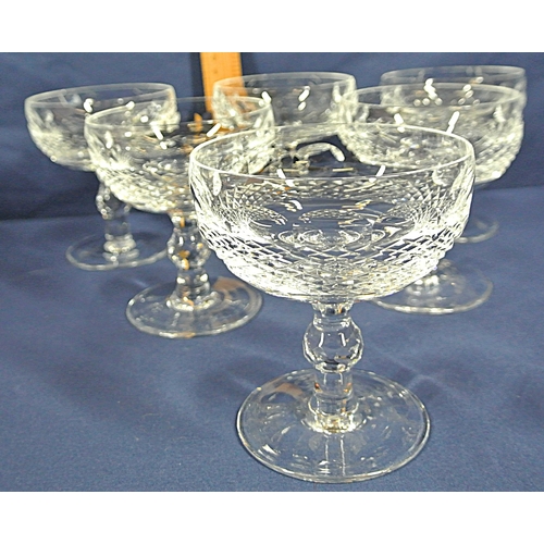 Set of 6 Waterford Crystal cut glass 'Colleen' pattern champagne coupe ...