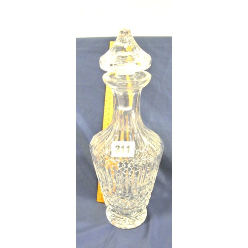 311 - Waterford Crystal cut glass decanter of round tapering form with hobnail & faceted decoration & stop... 