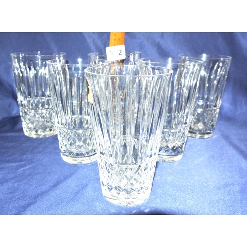 312 - Set of 6 Waterford Crystal round tapering 'Maeve' pattern  tumblers with diamond & faceted decoratio... 