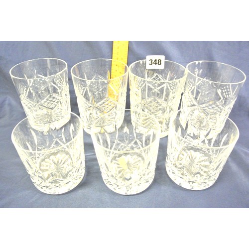 348 - 4 large & 3 smaller Waterford Crystal tumblers with faceted decoration